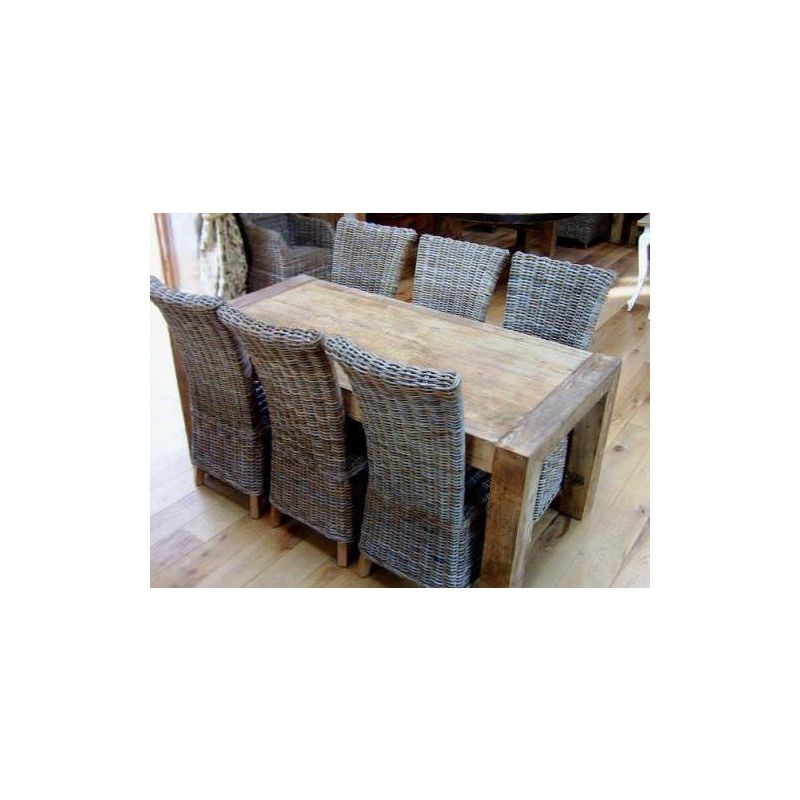 1.8m Reclaimed Elm Chunky Style Dining Table with 6 Latifa Chairs